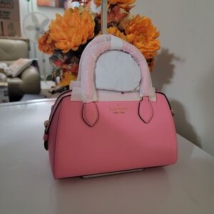 kate spade small pink dome satchel with gold-tone logo